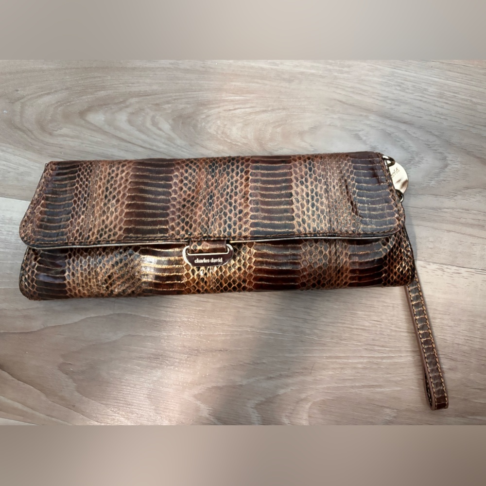 Charles David Leather
Snakeskin Bronze Clutch Bag